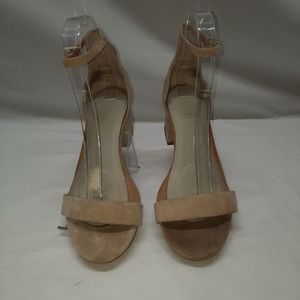 Steve Madden Irenee Tan Suede Low Block Heel Sandal with ankle strap 7.5